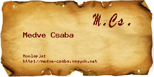 Medve Csaba névjegykártya